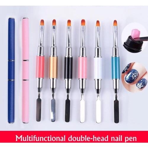 1PC Dual Ended Nail Art Brush UV Gel Extension Builder Flower Drawing Pen Brush UV Gel Remover Spatula Stick Nail Art Tools