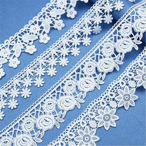 1 Yards White Lace Trim Ribbon Embroidered Floral DIY Wedding Dress Sewing Craft