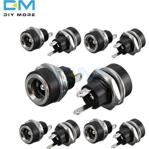 10Pcs 3A 12v For DC Power Supply Jack Socket Female Panel Mount Connector 5.5mm 2.1mm Plug Adapter 2 Terminal Types 5.5*2.1