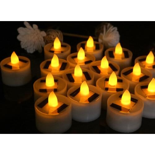 6 Pieces Solar Flameless LED Candles Fake Flickering Tea Lights Outdoor Garden Light Romantic Wedding Party Decoration