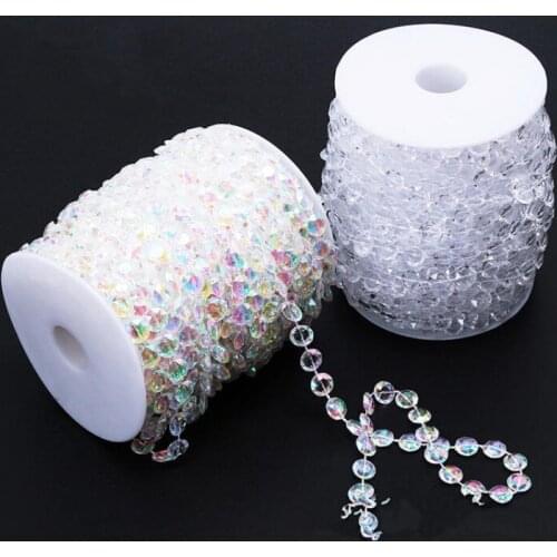 99FT/lot Garland Diamond Strand Clear Acrylic Crystal 10mm Beads Chain DIY Wedding Curtain Party Decorations supplies