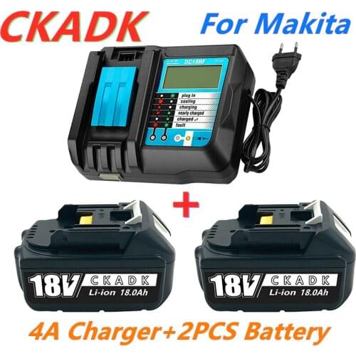2021New BL1860 Rechargeable Battery 18V 18000mAh Lithium ion for Makita 18v Battery BL1840 BL1850 BL1830 BL1860B LXT 400+charger