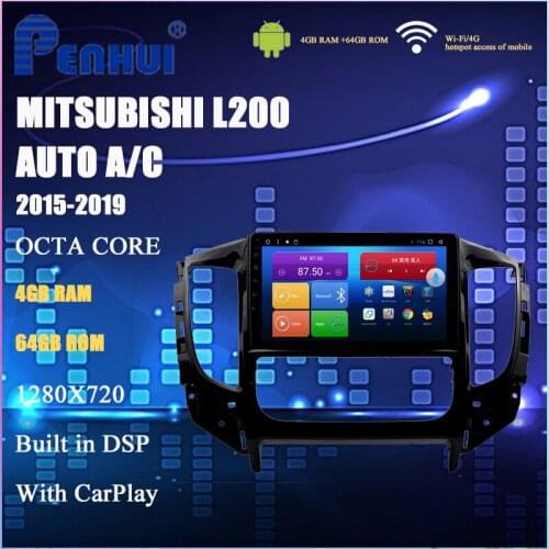 Car DVD for Mitsubishi L200 Trion Starex (2015-2019) AUTO A/C Car Radio Multimedia Video Player Navigation GPS Android 10.0