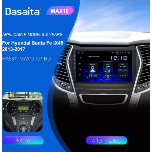 Dasaita 9“ HD IPS Car Radio 1 Din Android 10.0 Multi-Touch Screen for Hyundai GPS IX45 2013 2014 2015 Car Stereo Autoradio