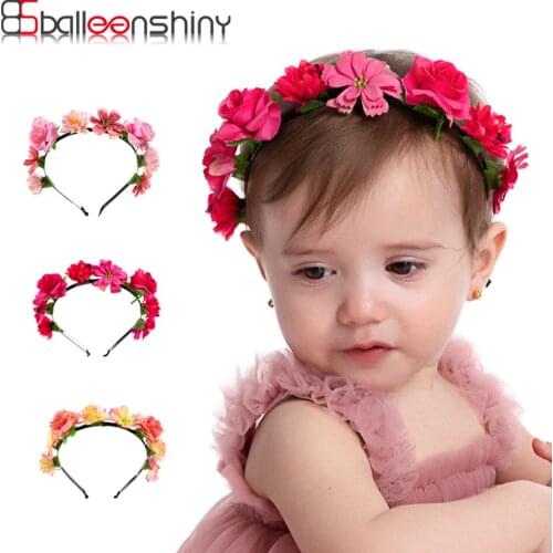 Balleenshiny Simulation Color Flower Baby Hair Accessories Flower Kids Hair Pin Hairband Head Wrap Girls Hair Band Accessories