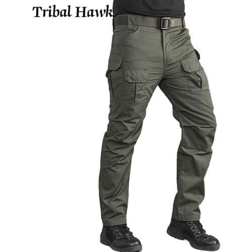Mens Pants Tactical Military SWAT Army Trousers Male Combat Many Pockets Urban Casual Work Black Cargo Pant XXL