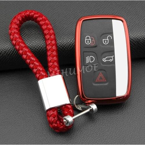 Car Key Case Cover Fob For Land Range Rover Sport Evoque Velar Discovery 4 5 LR4 Jaguar XE XF XJ F-PACE F-TYPE Red