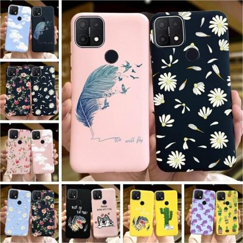 For OPPO A15 Case OPPO A15s Cover Silicone Stylish Feather Flower Phone Cases For OppoA15 15s A 15 S A15s CPH2185 CPH2179 Bumper