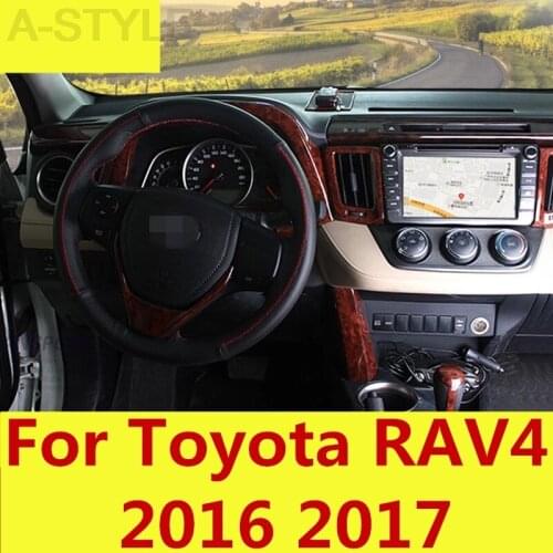 For Toyota RAV4 RAV 4 2016 2017 Wood Grain Color Dash Cover Gear Panel Trim Kit Full Set car styling Interior decoration