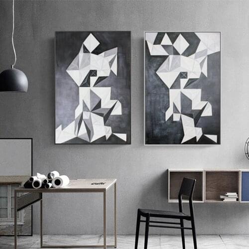 Figure Of Abstract Geometry In Nordic Modern Black And White Canvas art Painting On Wall Pictures Posters Living Room Decoration