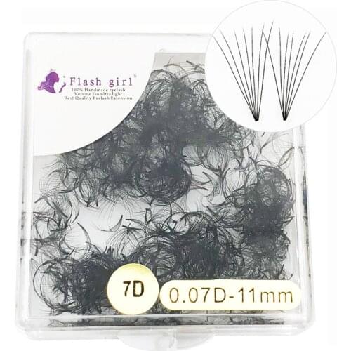 Flash girl 7D 11mm 0.07D/C Short Stem 1000 fans in one box Private Label Russia Volume Lashes Bulk Lashes Eyelash exte