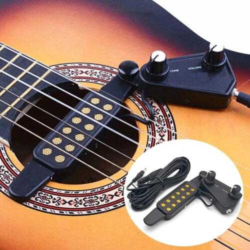 Guitar Sound Hole Pickup 12-hole with Tone Volume Controller ABS Useful Acoustic Guitar Pickup for 6-string 38-41 inch Acoustic