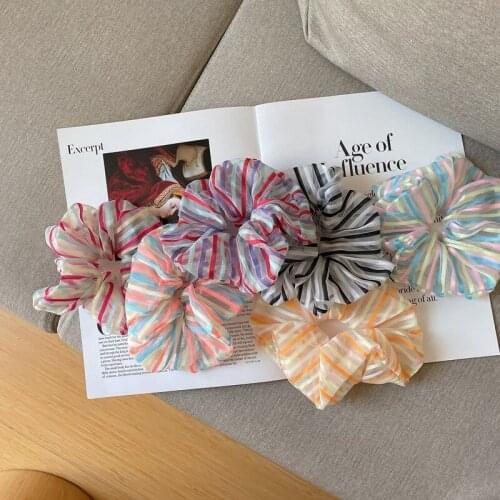 Colorful stripe hair scrunchies elastic hiar bands hair accessories
