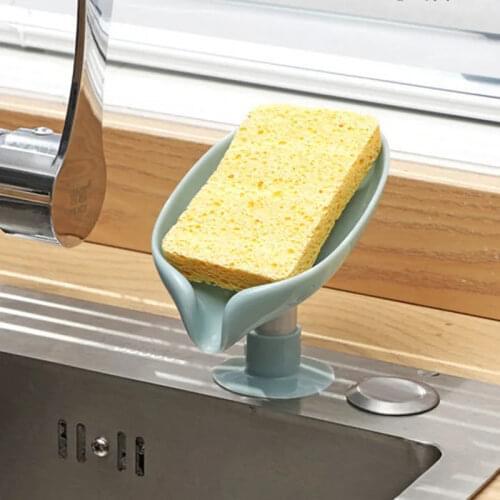 Creative Sucker Soap Holder Leaf Shape Soap Box Drain Punch-free Soap Box Bathroom Shower Sponge Storage Tray Bathroom Supplies