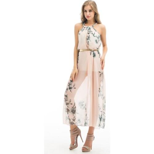 2018 hotwon Summer Womens Beach Sundress Party Long O-Neck Sleeveless Maxi Dress