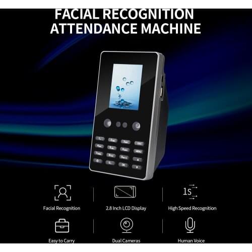 Facial Recognition Time Attendance Machine 2.8 Inch LCD Display Facial & Password U Disk Download No Need Software Plug EU/US/UK