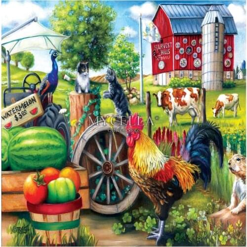 Cartoon 5D Diy Diamond Painting Animals Farm Diamond Mosaic cock Diamond Embroidery Cross Stitch Home Decor Christmas Art Gifts