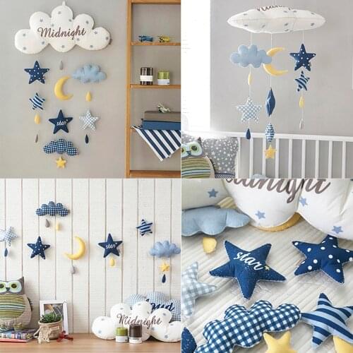 DIY Baby Bed Bell Toys Mum Handmade Star Moon Rocket Baby Rattles Crib Mobiles Holder Musical Box Infant Room Decorating Props