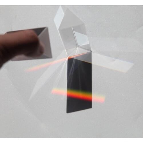 Color Prism Rainbow Optical Glass 25x25x80mm Experiment Triangle Prisms Colorful Light Shooting Photography Accessories