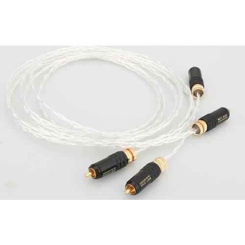 Pair 3Ag occ copper silver plated audio Interconnects cable with WBT-0144 RCA plug,Extension Cord