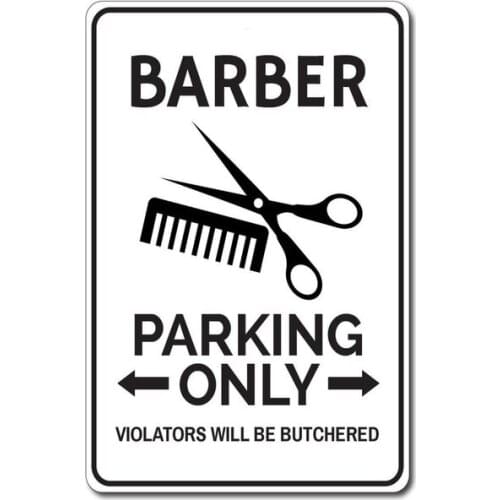 Barber Gift Barber Parking Sign Barber Sign Barber Decor Hair Cutter Sign Scissors Decor Barber Present Tin Signs