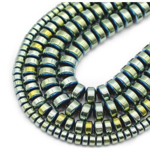 Flat Cylinder Green Hematite Natural Stone Round Spacers Loose Beads For Jewelry Making Diy Bracelet Necklace Findings 3/4/6/8MM