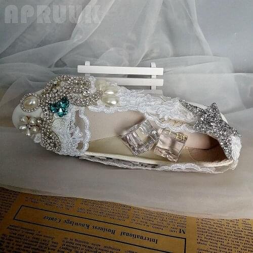 Luxury silver blue crystal rhinestones bridal wedding flats shoes woman star bling shinny crystal bridesmaid party bride shoe