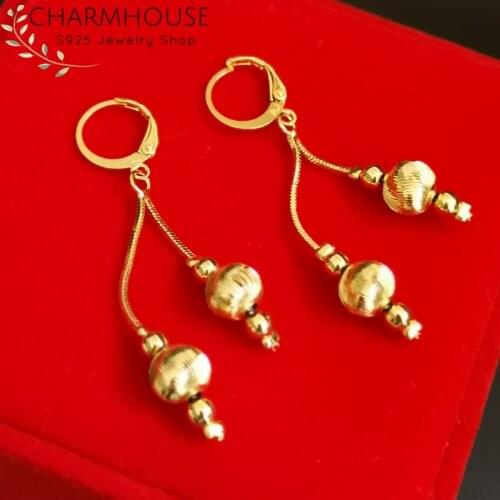 24K Gold Filled Earrings For Women African Gold Beads Long Tassel Earing 2020 Statement Jewelry Pendiente Mujer Brincos Femme