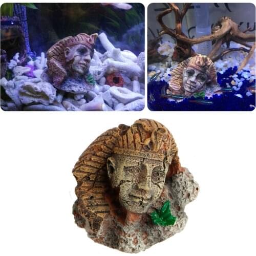Resin Aquarium Egyptian Pharaoh Decoration Fish Tank Ancient Sphinx Ruins Ornament Aquarium Decor For Fish Repitle Tank