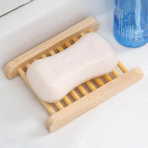 In Stock Wooden Soap Dishes Bamboo Soap Tray Holder Soap Rack Plate Box Container Portable for Home Bathroom
