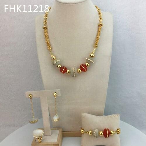 Yuminglai Dubai Fine Jewlery Exquisite Jewelry Sets Beads Necklace for Women FHK11218