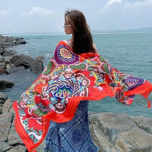 2020 Fashion Spring Antumn Women Scarf Large Flower Pattern Ladies Shawls and Wraps 180x100cm Pashmina Bandana Hijabs