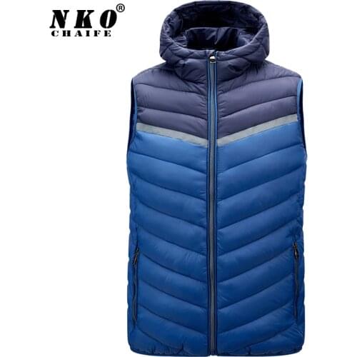 CHAIFENKO Mens Sleeveless Vest Jacket Winter Waterproof Thicken Hooded Warm Vest Jacket Men Autumn Fashion Casual Waistcoat Men