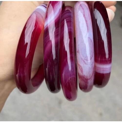 100% Natural Chalcedony Ice purple bracelets women handcarved jade bangle jewelry jadeite bangles Real agate fashion bracelet