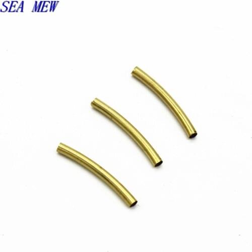 100pcs 2.5mm*24.5mm Metal Raw Brass Curved Tubes Bend Tube Beads Connectors For Jewelry Making DIY Component