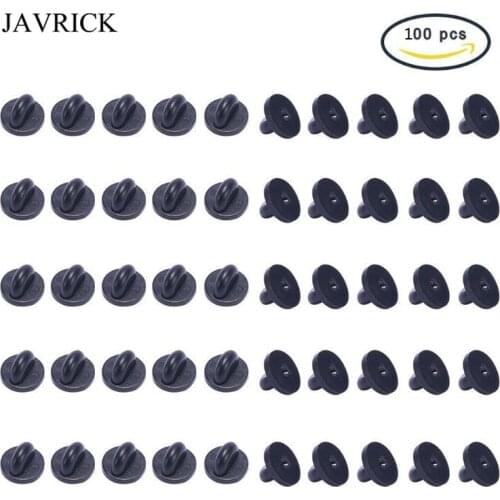 100Pcs Black PVC Rubber Brooch Pin Backs Comfort Fit Tie Tack Lapel Pin Brooch Backing Holder Clasps Jewelry Findings