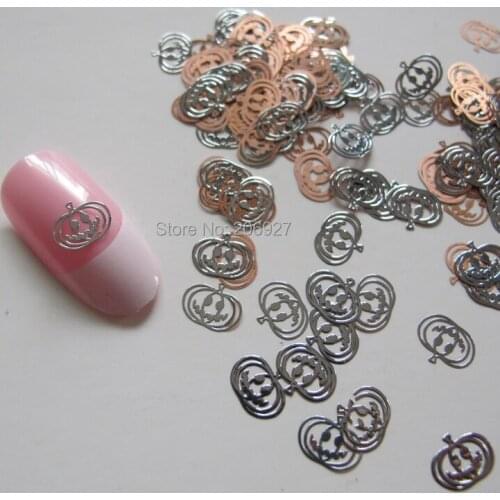 MS193-1 100pcs Silver Cute Pumpkin Metal Sticker Nail Art Metal Sticker Nail Art Decoration Non-adhesive Sticker