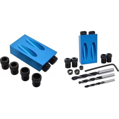 15 Degree Angle Pocket Hole Jig Kit 6/8/10mm Angle Drill Guide Hole Puncher Locator Jig Drill Bit Carpentry Woodworking Tools