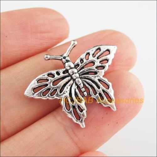 18 New Animal Charms Tibetan Silver Tone Butterfly Pendants 21x27mm