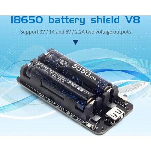18650 Two Voltage Lithium Battery Shield V8 Mobile Power Expansion Board Module 5V/3A 3V/1A Micro USB For Arduino ESP32 ESP8266