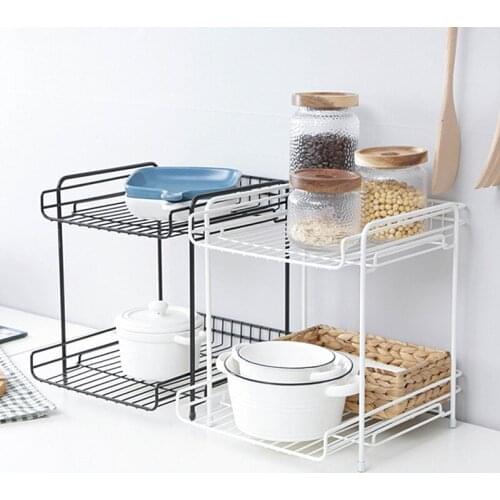 2 Tier Removable Metal Kitchen Accessories Storage Rack Spice Seasoning Box Organizer Tools Dinnerware Dishware Container