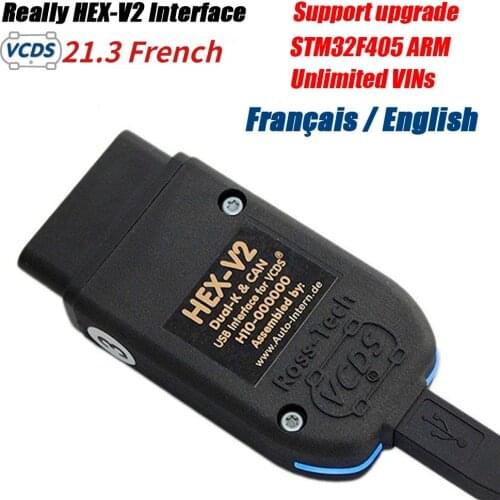 2021 Really Hex-v2 VAG COM 21.3 VAGCOM 20.12 VCDS HEX V2 USB Interface FOR VW AUDI Skoda Seat Unlimited VINs French/English