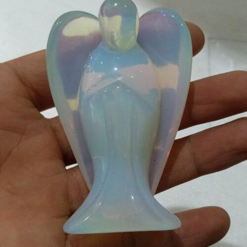 3'' Opal Stone Carved Angel Reiki Psychic Gift Spiritual Gemstone Healing Guardian