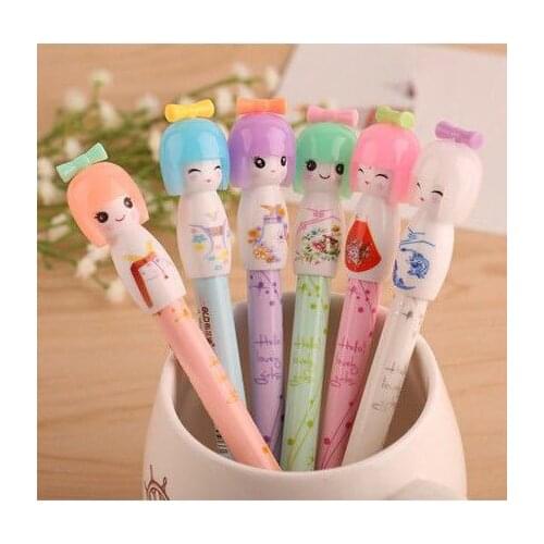 72pcs Cute Pen Kawaii Kimono Doll Gel Pens for School Students Office Writing Girl Gift Stylo Creative Stationary