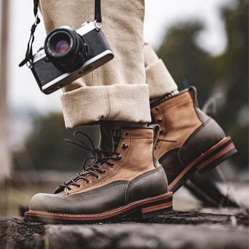 Vintage Boots For Men 2021 New Arrival Winter Shoes Genuine Leather Military Boots 12#20/10d50