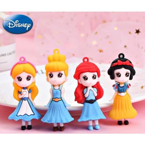 Disney Princess Anime Figure Keychain Pendant Charms Kawaii Alice Snow White PVC Keyring Holder Accessories For Girls Toys Gifts