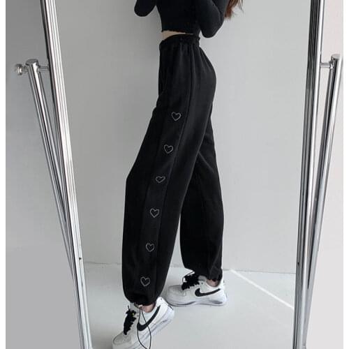 2021 Spring and Summer New Style Ankle-Tied Trousers Loose Wide-Legged Pants Female Students Korean Style Fashion Track Pants