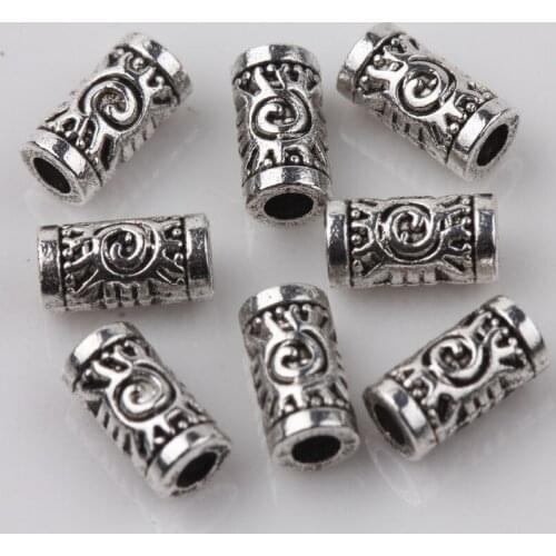 100Pcs Metal Antique Silver Zinc Alloy beads Flower spacer tube beads Jewelry Making Bracelet Wholesale