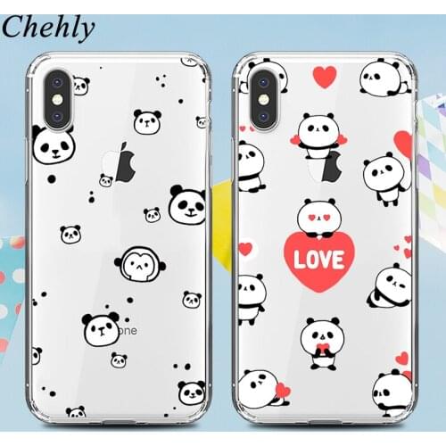 Cute Panda Phone Case for IPhone 6s 7 8 11 Plus Pro X XS MAX XR SE Avocado Cases Soft Silicone Fitted TPU back Cover Accessories