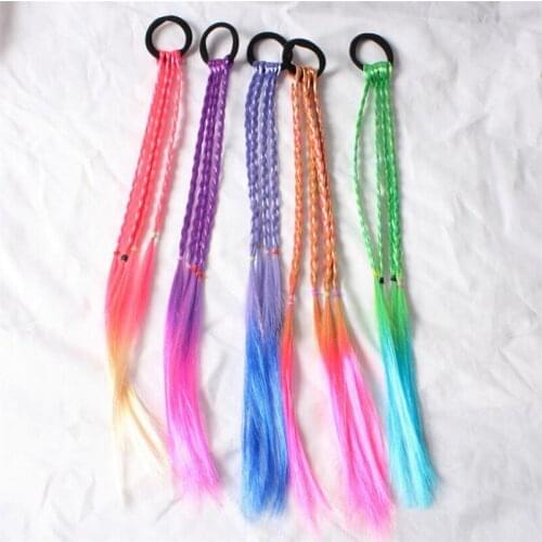 1PC Coloful Korean Style Children Rubber Bands Wig Braids Multi-color Kids Elastics Hair Rope Girl Twist Cute Hair Accessories